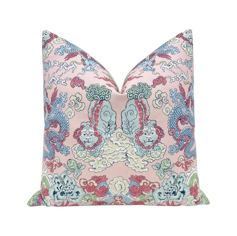 Magic Mountain Dragon // Blush Pillow COVER Only Schumacher Linen Animal Print Designer Fabric - ... | Etsy (US)
