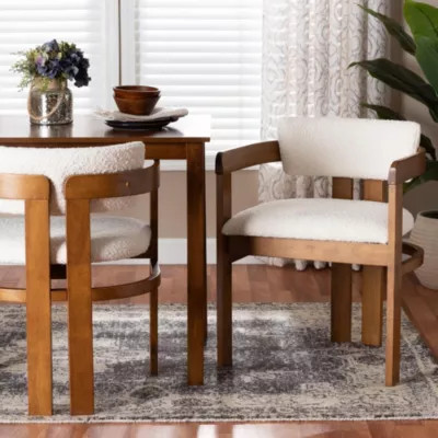 Baxton Studio Carice Cream Boucle Dining Chair | Belk