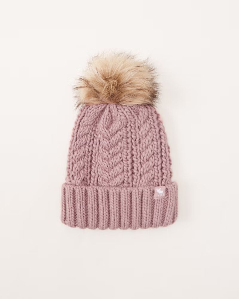girls cable knit pom beanie | girls accessories & perfume | Abercrombie.com | Abercrombie & Fitch (US)