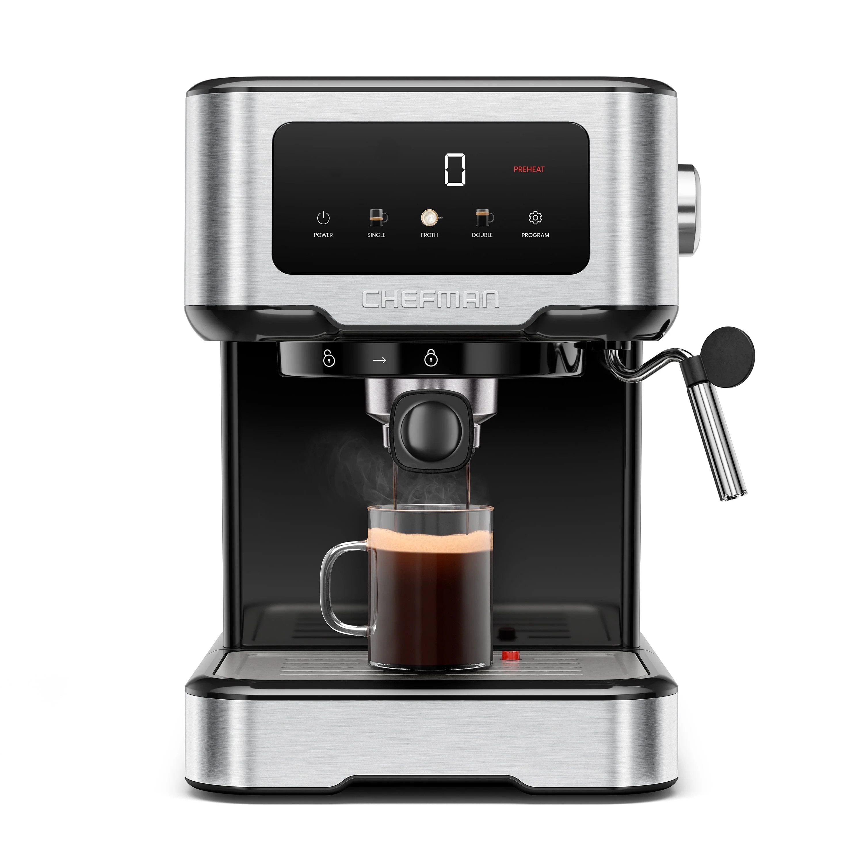 Chefman CraftBrew Espresso Machine W/ Steam Wand and Touch Controls – Stainless Steel | Walmart (US)