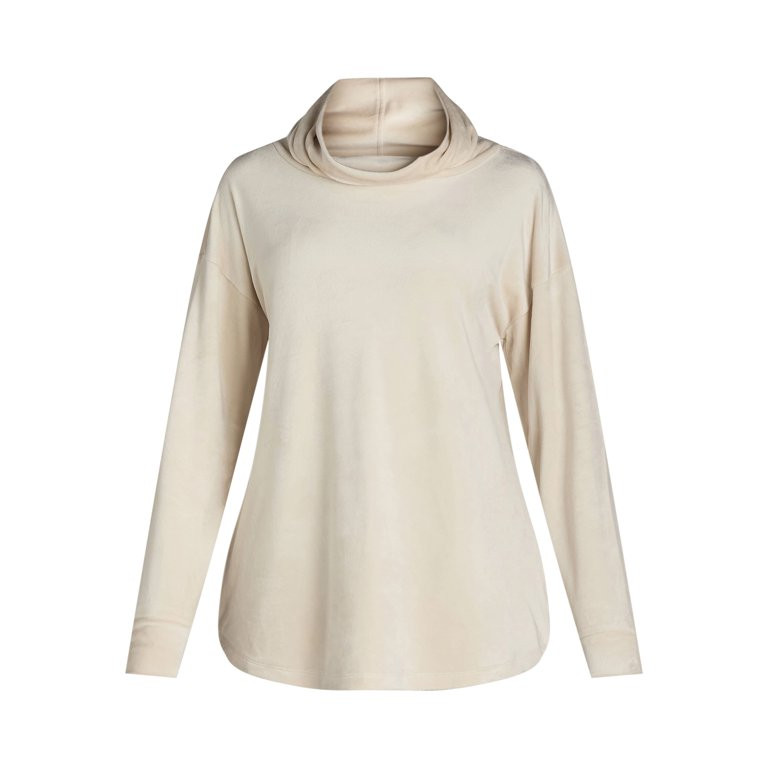 Time and Tru Women's Cozy Cowl Neck Top with Long Sleeves, Sizes XS-XXXL | Walmart (US)