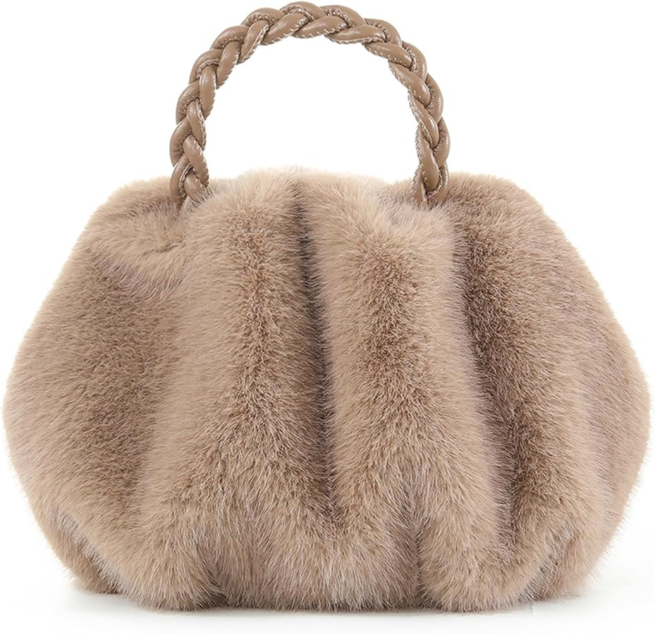 Fur Story Tote Bag Faux Fur Purses for Women Plush Handbag Fuzzy Shoulder Bag Big Capacity Black ... | Amazon (US)