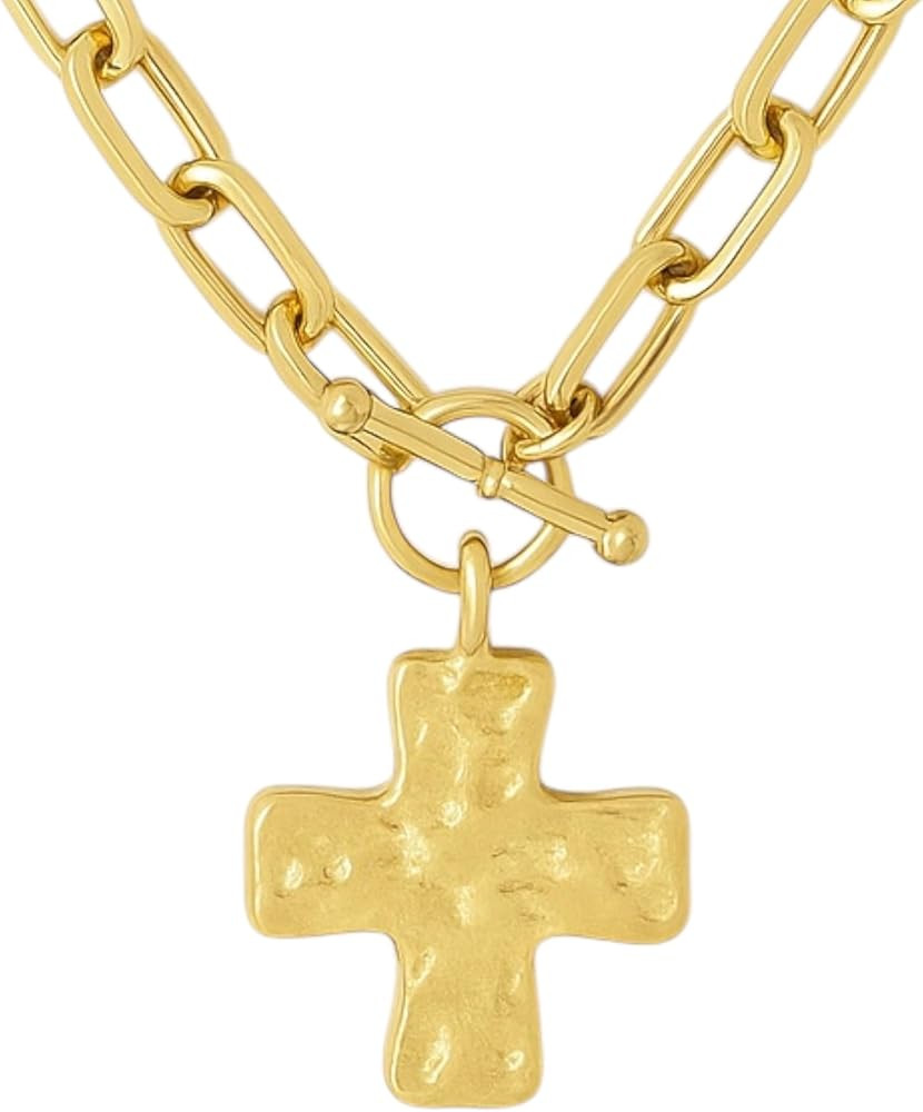 Wine Wear Holiday Chunky Charm Necklace - Gold Chain Link Toggle Statement Jewelry for Women, Chr... | Amazon (US)