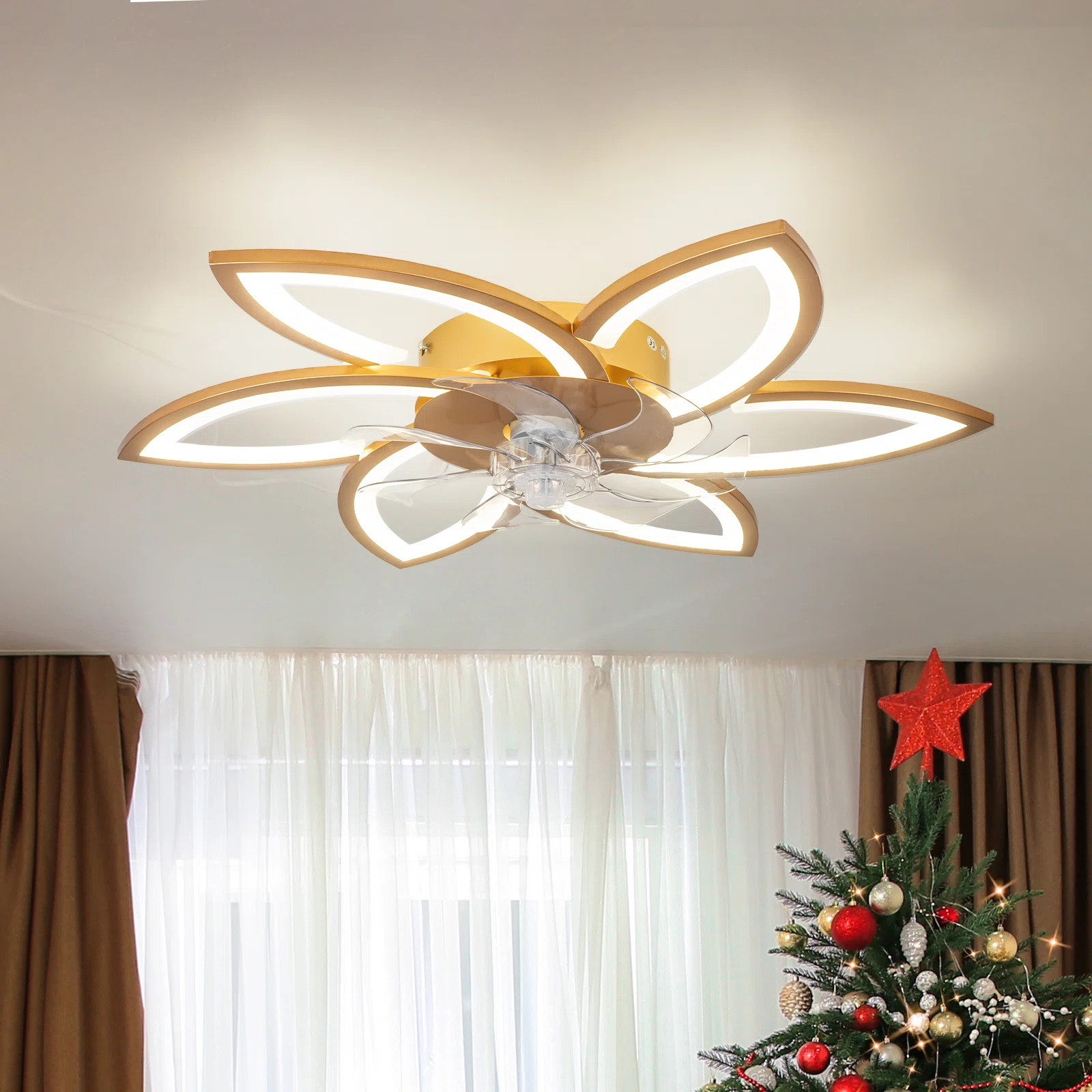 Acea 29.53'' 7 Blade Ceiling Fan with LED Lights，Indoor Remote Control Ceiling Fans With Lights | Wayfair North America