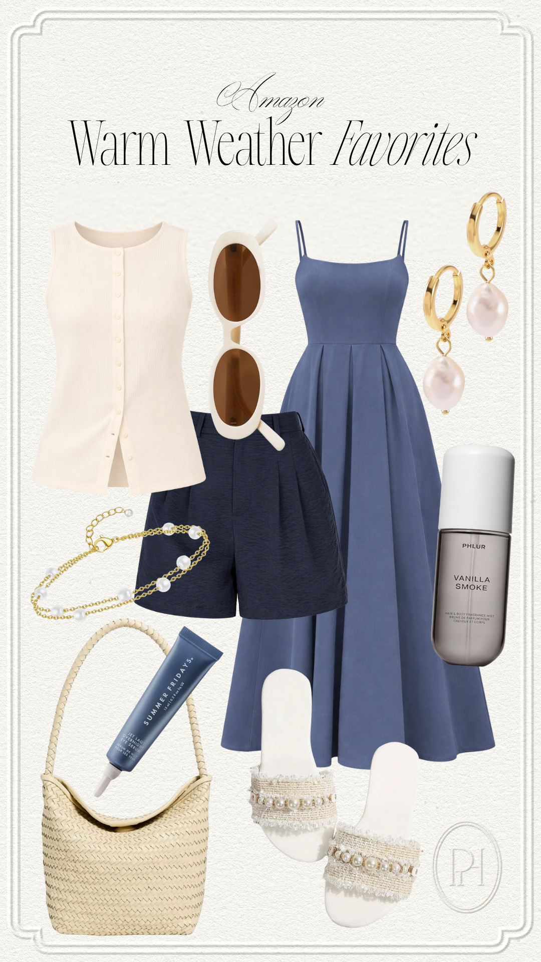 Loving these pieces for spring and summertime on Amazon!

navy blue dress, midi dress, maxi dress, A-line dress, wedding guest dress, spring dress, summer dress, knit tank top, button front top, sweater tank top, navy blue shorts, old money aesthetic, spring fashion, spring style, spring looks, spring outfit, summer fashion, summer outfit, summer looks, summer style, pearl earrings, pearl bracelet, woven leather handbag, shoulder bag, under eye cream, body mist, women's fragrance, white sandals, white sunglasses 

 #LTKgrwm #LTKootd #LTKSeasonal