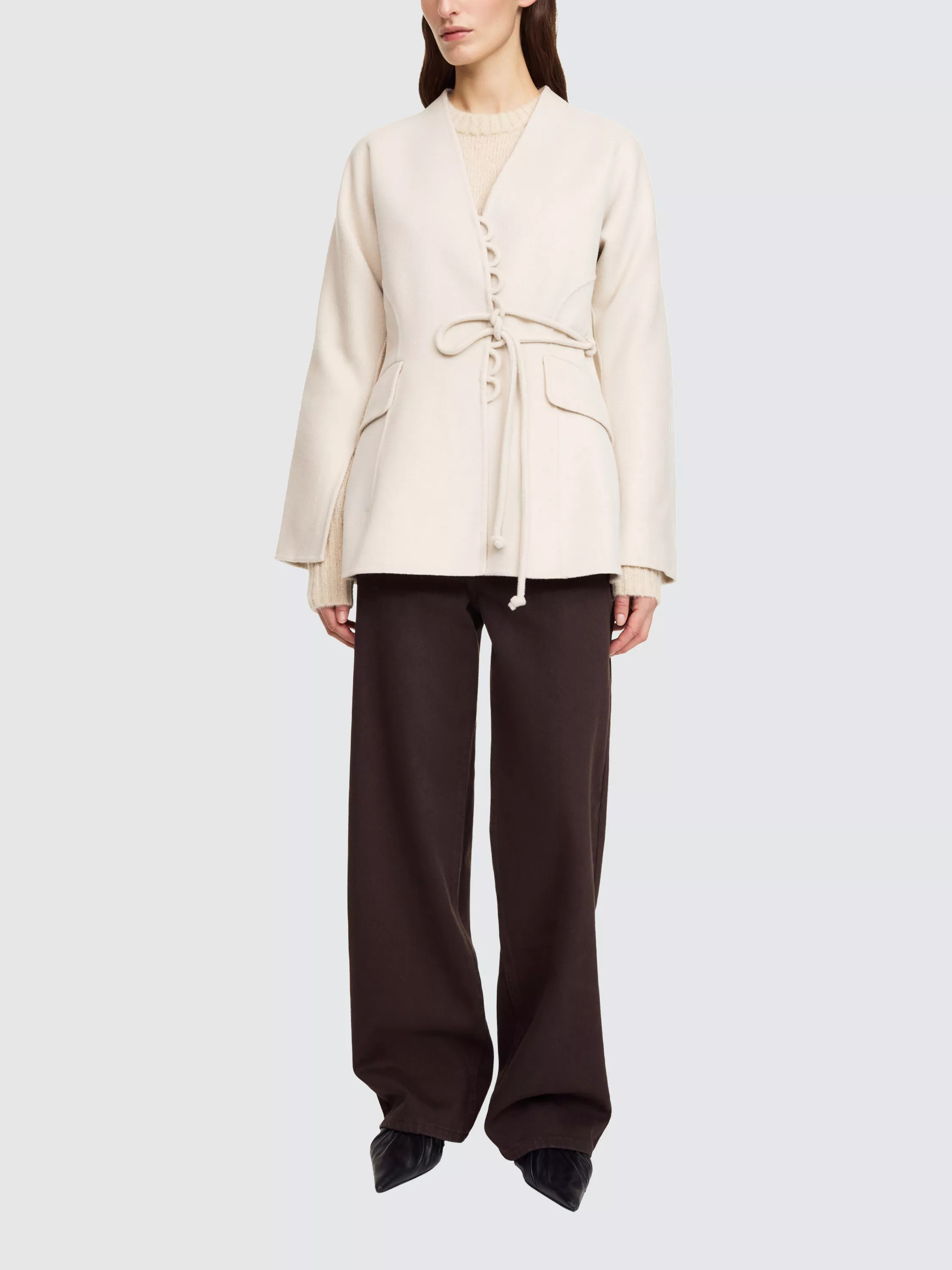 By Malene Birger Lalou Wrap Pure Felted Wool Blazer, Cream | John Lewis (UK)