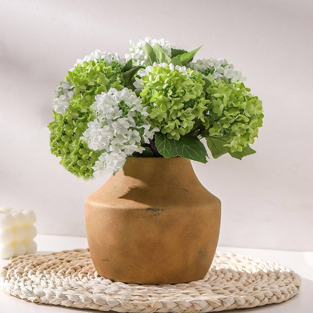 Mitt&Ditt Ceramic Flower Vase, 5.3 inch Pottery Farmhouse Rustic Vase, Handcrafted Weathered Vase... | Amazon (US)