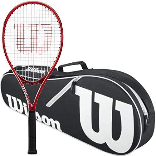 Wilson Federer Pro Staff Precision XL 110 Gloss Red Tennis Racquet in Grip Size 4 3/8" Bundled with  | Amazon (US)