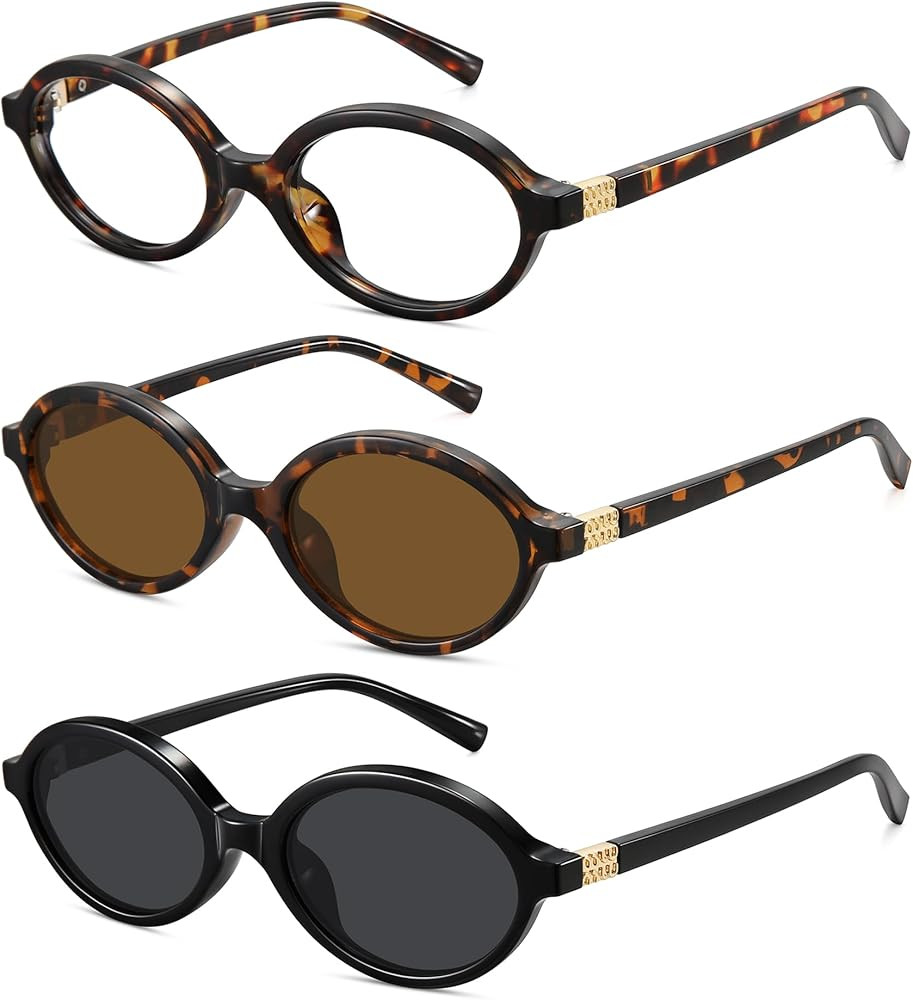 WOWSUN Retro Oval Sunglasses Womens Trendy Sun Glasses Sunnies UV400 Protection | Amazon (US)