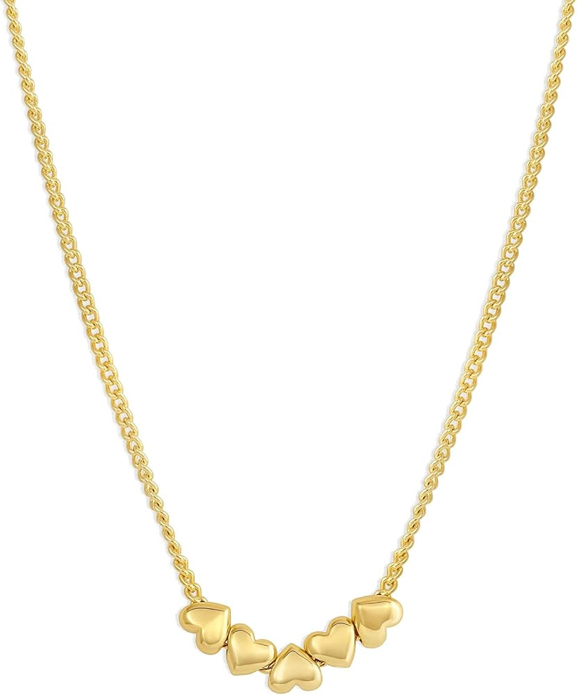 gorjana - Lou Heart Necklace 16"-18" - 18k Gold Plated Brass - Chain with Heart Charms- Spring Ri... | Amazon (US)