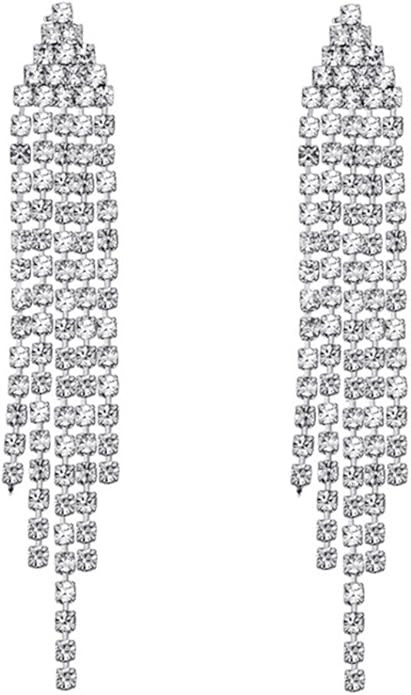 SELOVO Long Chandelier Tassel Dangle Earrings Party Jewelry Clear Austrian Crystal | Amazon (US)