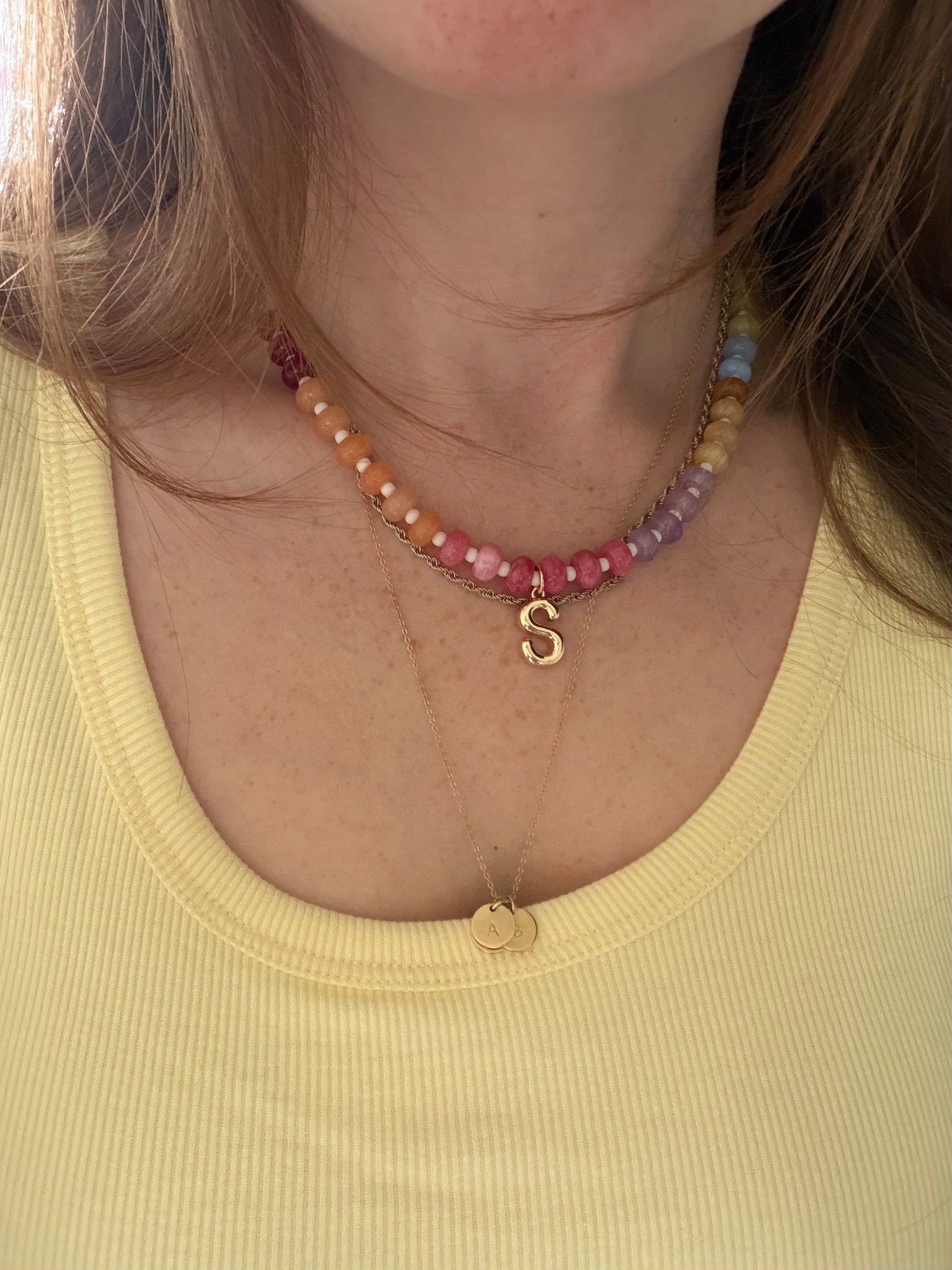 Spring jewelry 
Colorful bead necklace with initial under $10
