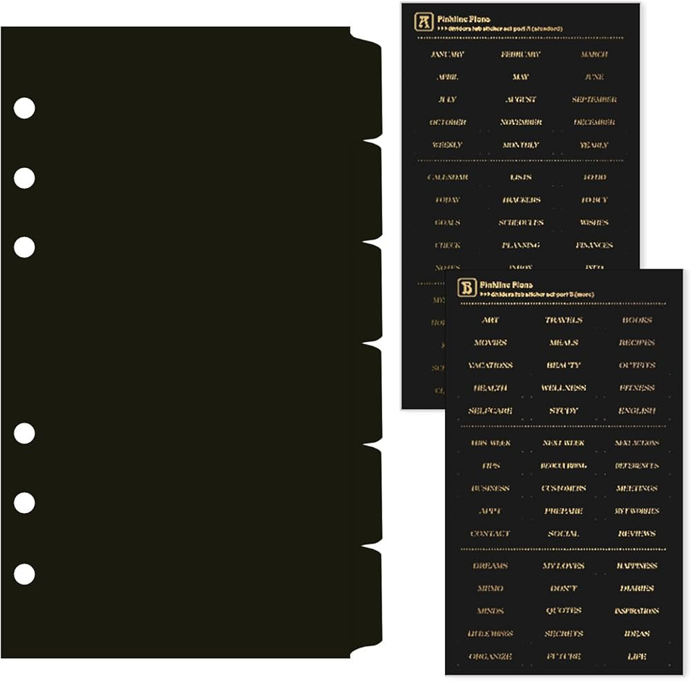 DY.2ten Black Dividers for 6 Ring Binder, 6-Tab Sturdy Plastic Dividers, A6 Index Divider, 6 Hole... | Amazon (US)