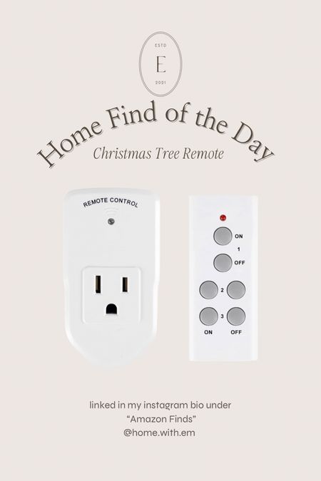 The Home find of the day is this Christmas tree remote. The best part about this is that I can be used after the holidays are over for a lamp or really anything that you’re trying to turn off

iPhone, having a crawl under the Christmas tree to turn on the lights to be one of the most annoying part of the holidays. Are this solves that problem!
 
#homewithem #homefindoftheday #christmastreeproblems #christmastreelights #christmastreelighthack #christmashacks #holidaydecorating 

#LTKHoliday #LTKitbag #LTKSeasonal