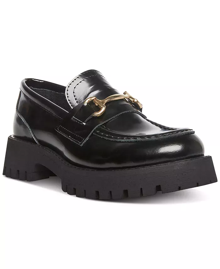 Maysie Black Patent Flatform Loafers