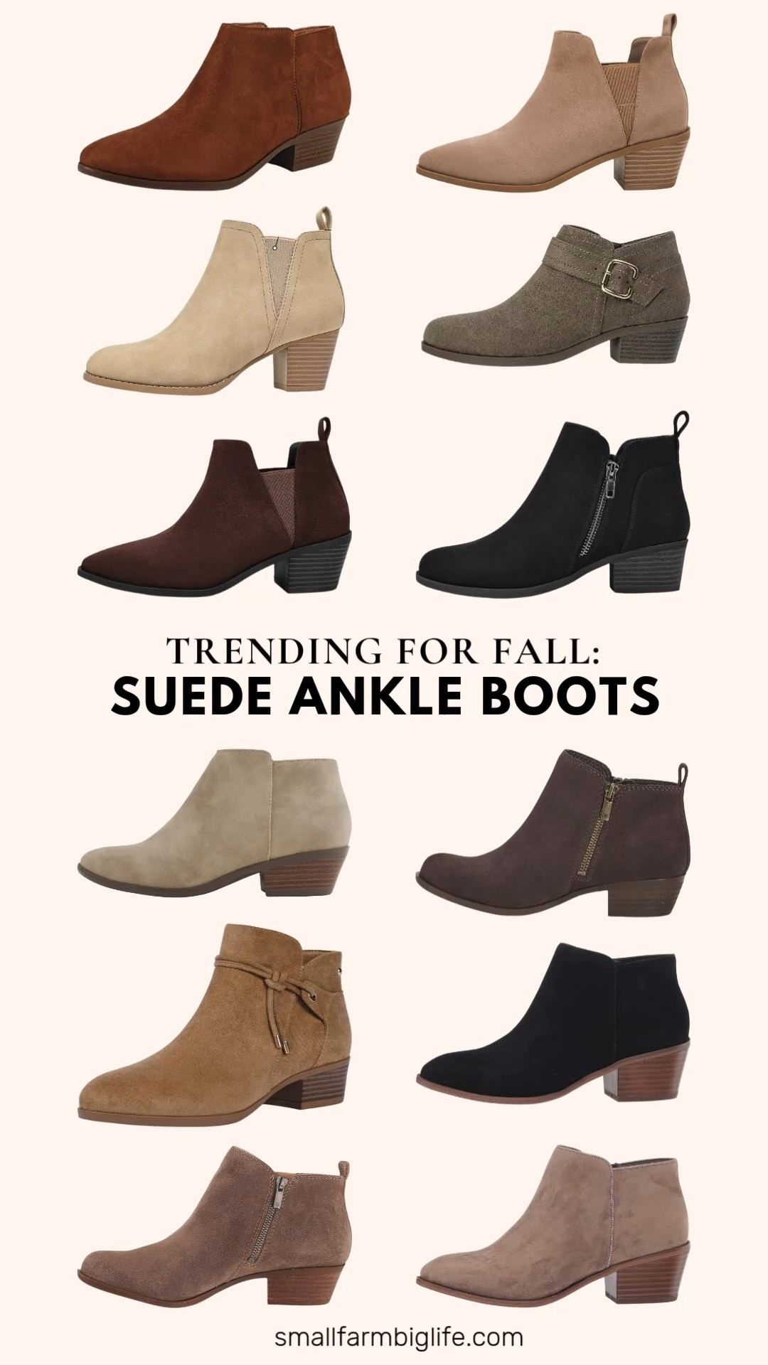 Suede ankle boots are trending everywhere this fall, and this comfortable, low heel style is such an easy way to finish off autumn outfits.

The taupe and black Amazon Essentials Low Heel Ankle Boots with a side zipper and stacked block heel are such easy everyday basics, and the taupe with gold buckle Chunky Low Heel Booties bring a nice pointed toe detail for business casual workwear. The beige Leather and Suede Ankle Boots have a round toe and a non slip sole, perfect for office days or running errands.

For a western inspired look, the tan and chocolate brown Stacked Chunky Heel Chelsea Boots and the light taupe and cognac brown Soda Mug Faux Suede Booties both have that trendy, slip on western feel. The camel Round Toe Low Heel Boots and the black mysoft Chunky Ankle Boots round out the neutral options nicely for travel or shopping days.

Rounding things out, the mushroom brown Dr. Scholl's Astir Booties and the chocolate brown and dark mushroom Lucky Brand Basel Chelsea Booties are all comfortable, versatile picks with a classic rounded toe that works for everyday wear or a date night outfit.

So many comfortable suede ankle boots to shop for fall, all linked for you.

#amazonfashion #ankleboots #fallfashion #falloutfits #autumnoutfits 

 #LTKootd #LTKOver40 #LTKWorkwear
