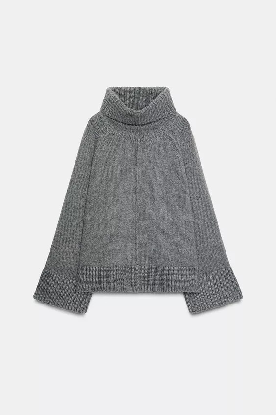 OVERSIZE-STRICKPULLOVER MIT HOHEM KRAGEN | Zara DE