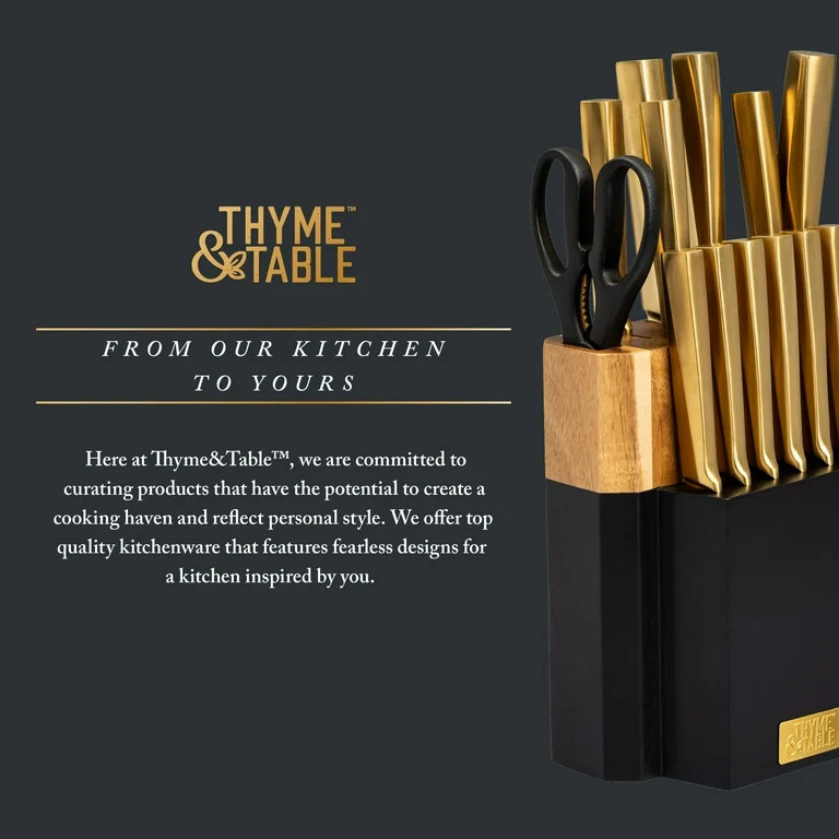 Thyme & Table 15-Piece Knife Block Set with Knife Sharpener | Walmart (US)