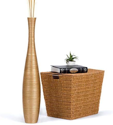 LEEWADEE Large Floor Vase – Handmade Flower Holder Made of Wood, Sophisticated Vessel for Decorative | Amazon (US)