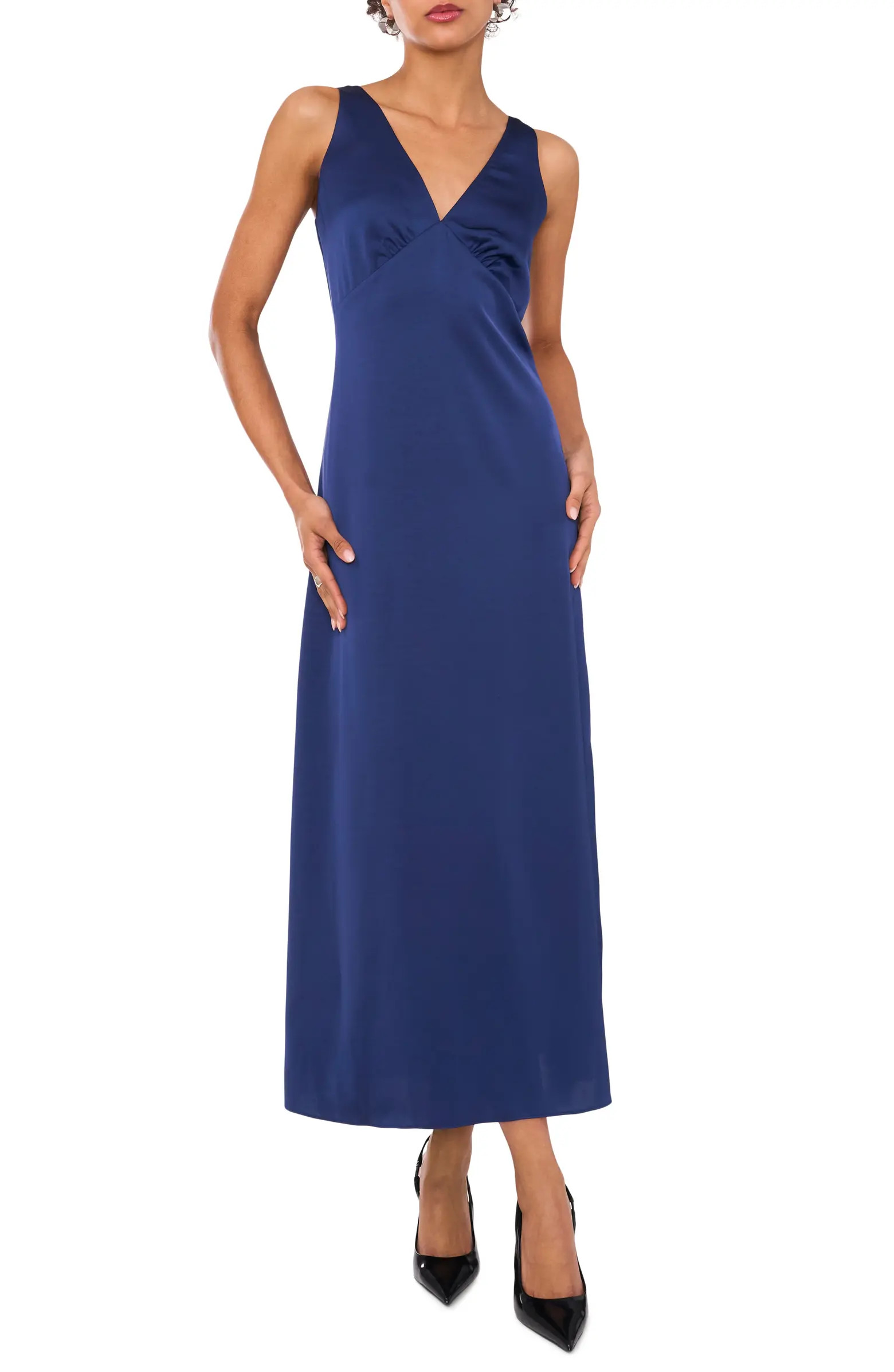 1.STATE V-Neck Satin Midi Dress | Nordstrom | Nordstrom