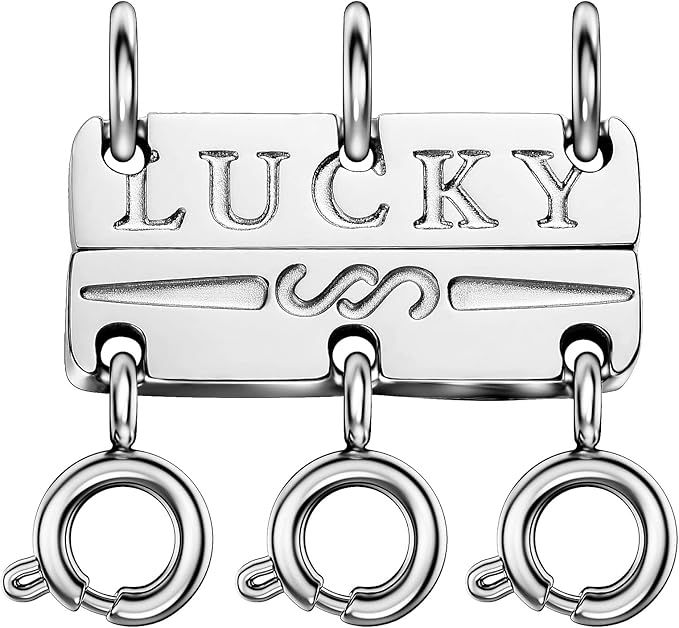OHINGLT Lucky Necklace Layering Clasps Separator for Stackable Necklaces Chains,18K Gold and Silv... | Amazon (US)