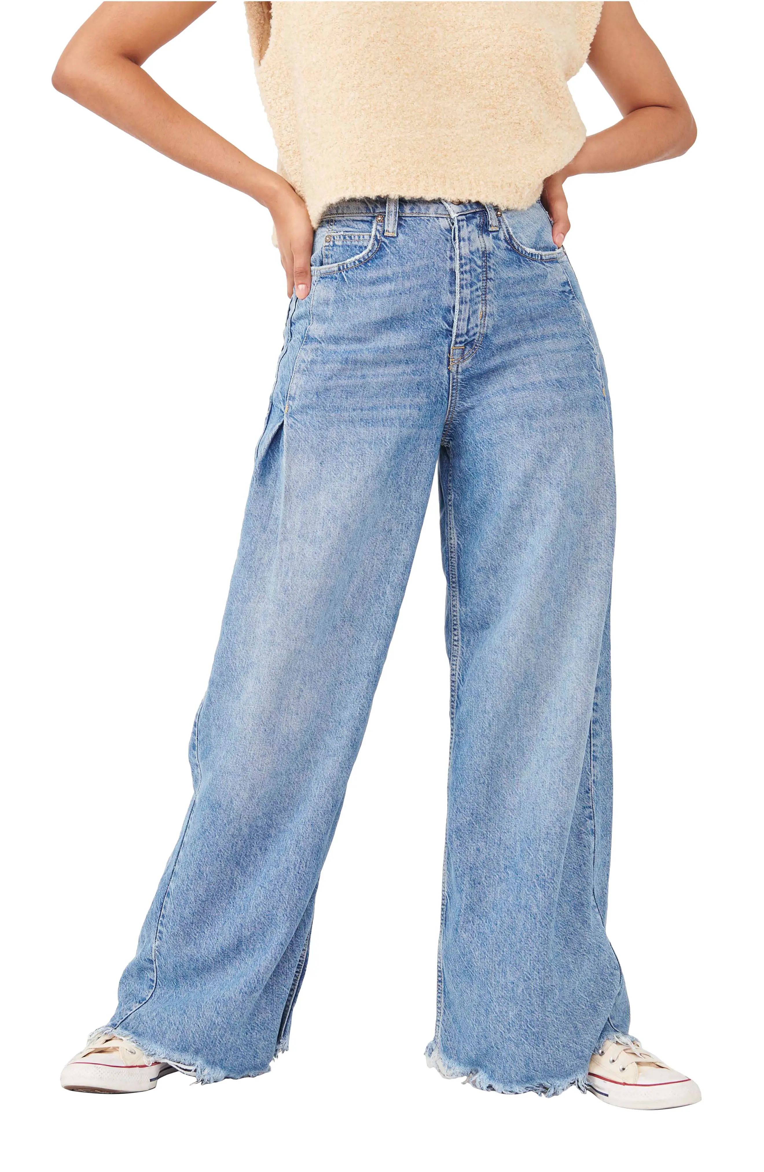 Free People Old West Slouchy Wide Leg Jeans in Canyon Blue at Nordstrom, Size 28 | Nordstrom
