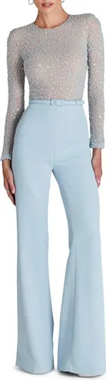 Misha Beaded Long Sleeve Wide Leg Jumpsuit | Nordstrom