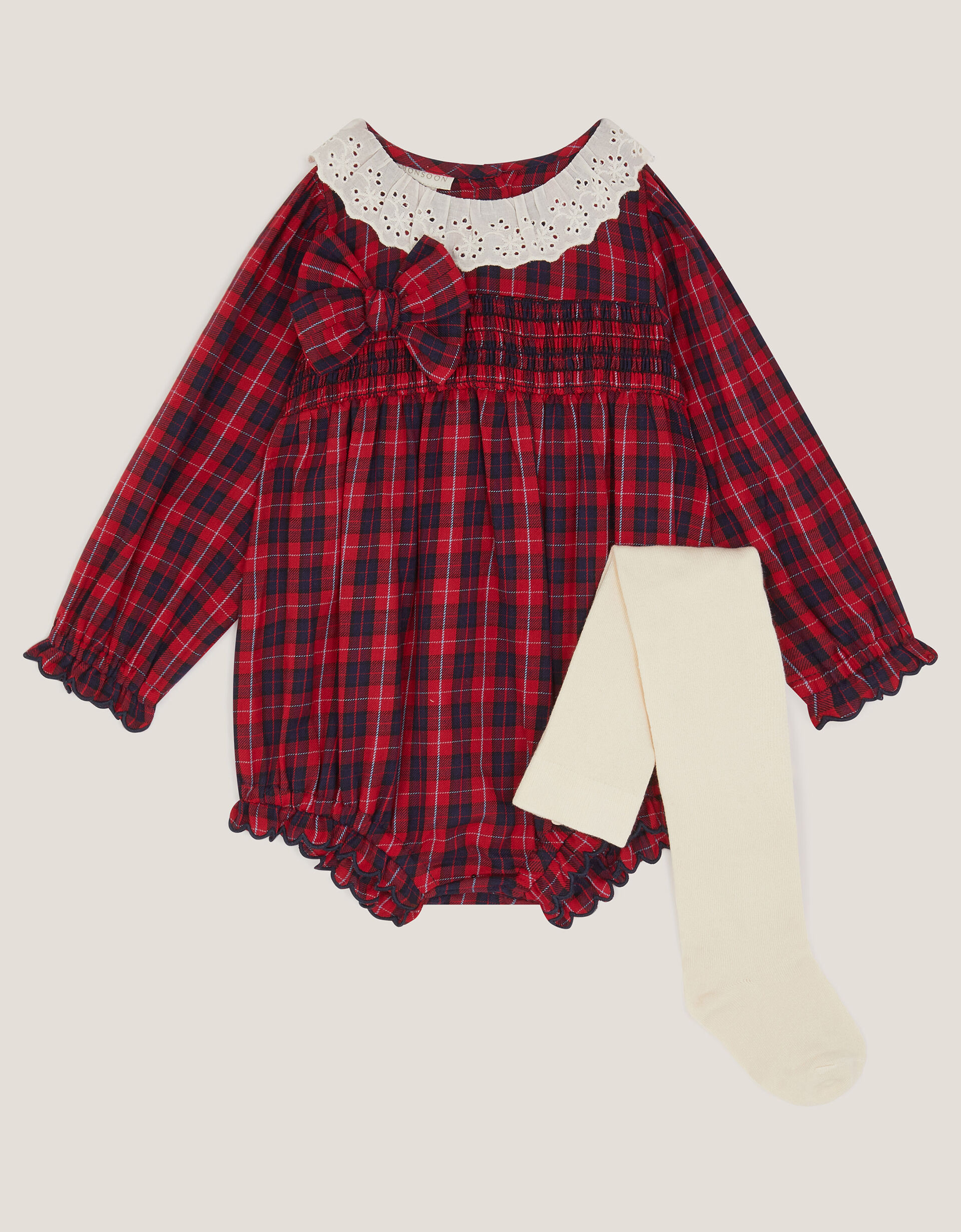 Newborn Tartan Romper & Tights Set Red | Monsoon (UK)
