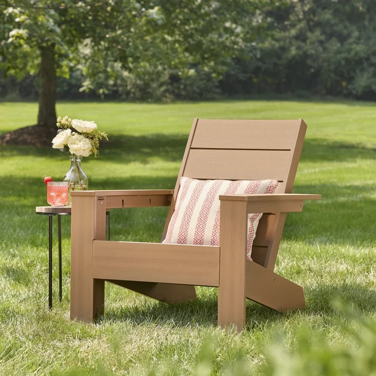 Better Homes & Gardens Ezra Outdoor HDPE Adirondack, Teak | Walmart (US)