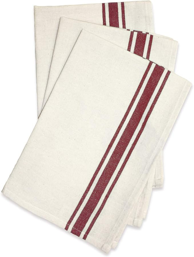 Aunt Martha's PKMAR 3-Pack Retro Maroon Striped Dish Towels, 18 by 28-Inch | Amazon (US)