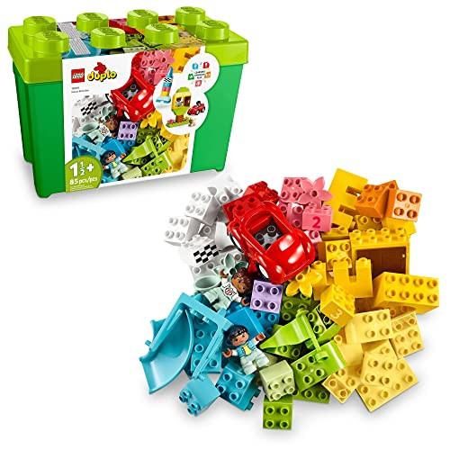 LEGO DUPLO Classic Deluxe Brick Box 10914 Starter Set - Features Storage Box, Bricks, Duplo Figures, Dog, and Car, Creative Play, Great Early Learning Toy for Toddlers Ages 18+ Months | Amazon (US)