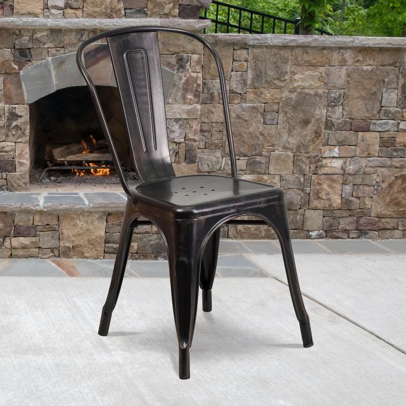 Hucheson Metal Indoor-Outdoor Stackable Chair - Restaurant Chair - Bistro Chair | Wayfair North America