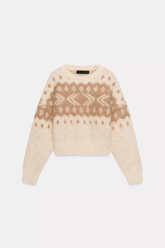 BRUSHED EFFECT JACQUARD KNIT JUMPER | Zara Canada