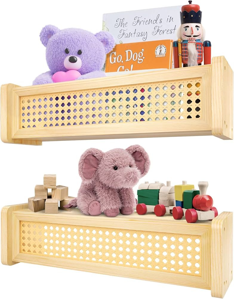 2 Set of Wall Bookshelf for Kids – Nursery Wall Shelves w/ Metal Anchors, Screws, Level, Instru... | Amazon (US)