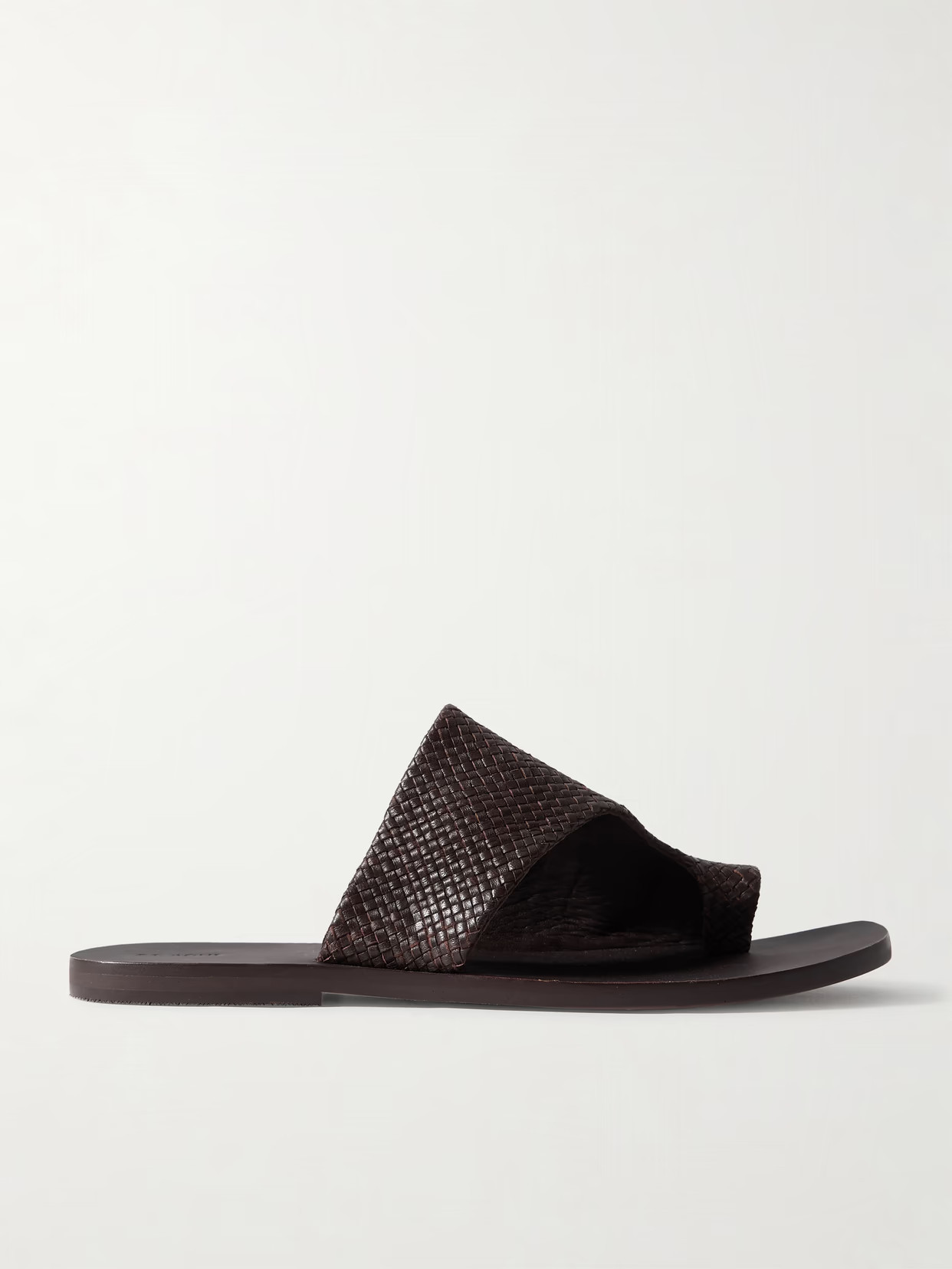 ST. AGNI - Asymmetric Woven Leather Slides - Brown | NET-A-PORTER (US)