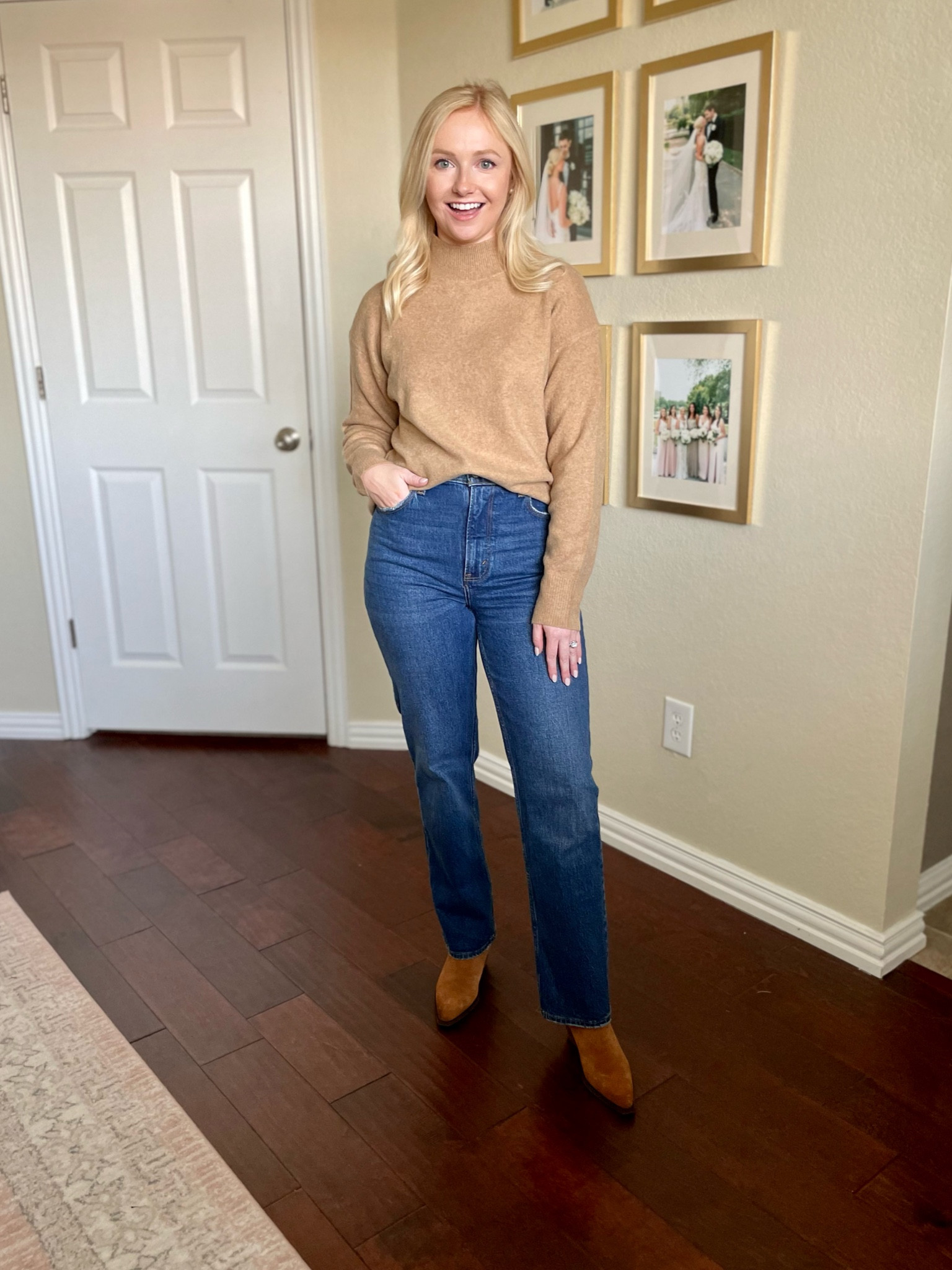 Wearing an XS in the sweater and 26S in jeans | mock neck sweater, camel sweater, fall outfit, fall sweater 

#LTKstyletip #LTKfindsunder100 #LTKSeasonal