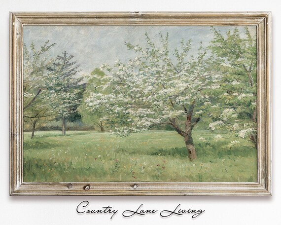 Spring Cherry Blossoms Oil Painting Download  Muted Toned | Etsy | Etsy (US)