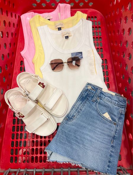 30% off this entire look!  Tanks= $5.60!  Shorts= $17.50!  Sandals= $20.99!  Check out my stories for more!  Everything is linked in my bio & stories 🤍

#LTKxTarget #LTKstyletip #LTKsalealert