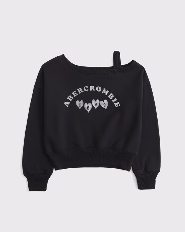 graphic logo off-the-shoulder sweatshirt | Abercrombie & Fitch (US)