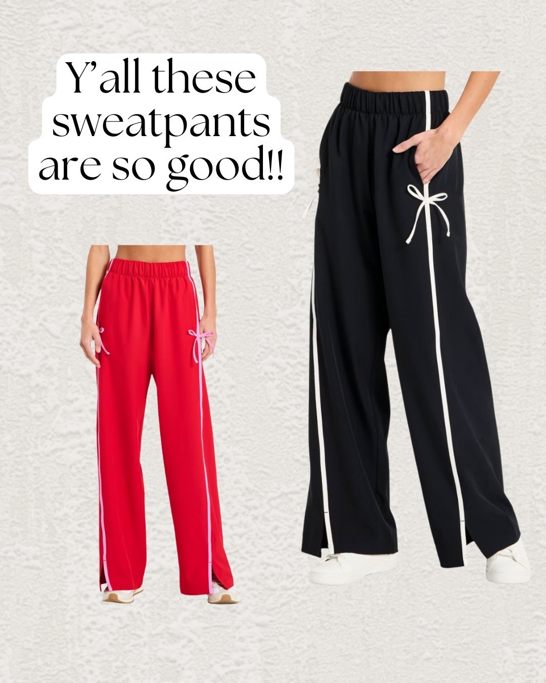 The cutest track pants!! I love the bow detail 😍

#LTKFindsUnder50 #LTKgrwm #LTKSaleAlert