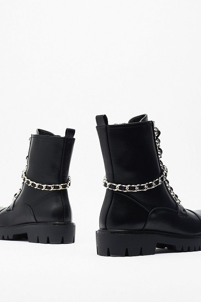 Ready For a Chain-ge Faux Leather Lace-Up Boots | NastyGal (US & CA)