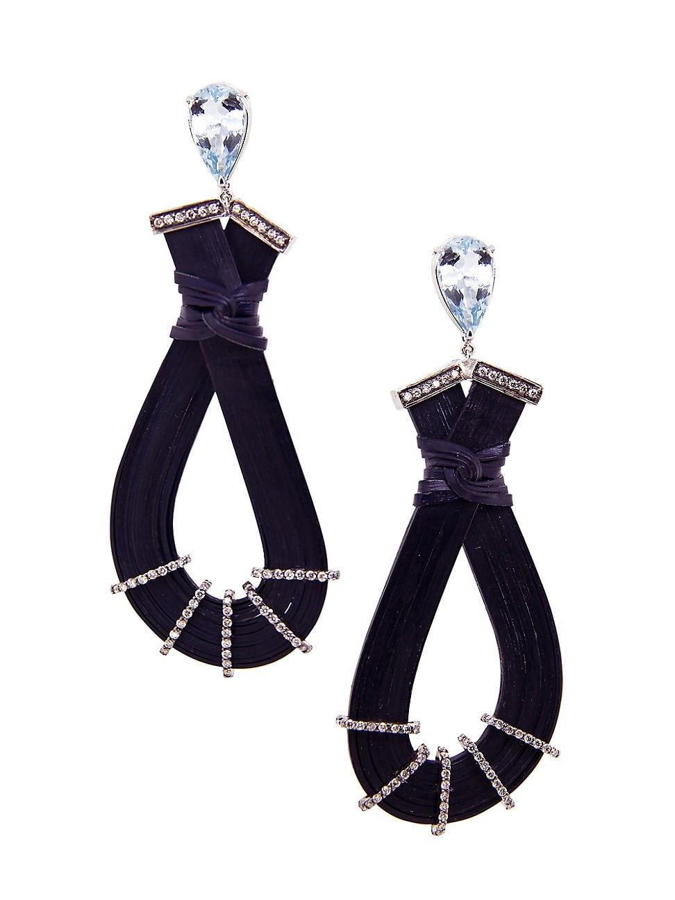 Women's 18K White Gold, Multi-Stone & Bamboo Drop Earrings - Black | Saks Fifth Avenue