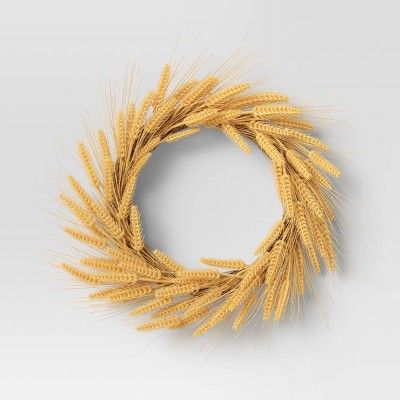 22" Faux Wheat Wreath Natural - Threshold™ | Target