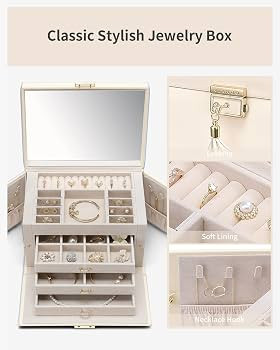 Vlando Jewelry Box for Mothers Day Teacher Appreciation Gifts, 4-Tier Jewelry Organizer with Lock... | Amazon (US)