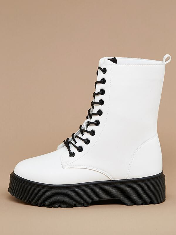 Lace Up Heavy Rubber Sole Military Boots | SHEIN
