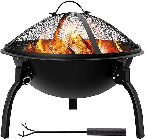 Amagabeli Fire Pit Outdoor Wood Burning Portable Folding 22in Firepit Firebowl Fireplace Poker Sp... | Amazon (US)