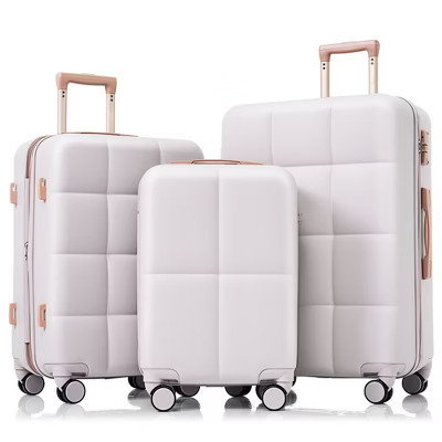 ModernLuxe Hardshell Luggage Set - 20/24/28 Inch ABS Suitcases with Carry-on, Cup Holder, Spinner Wheels & Side Hooks​, Light Gray | Target