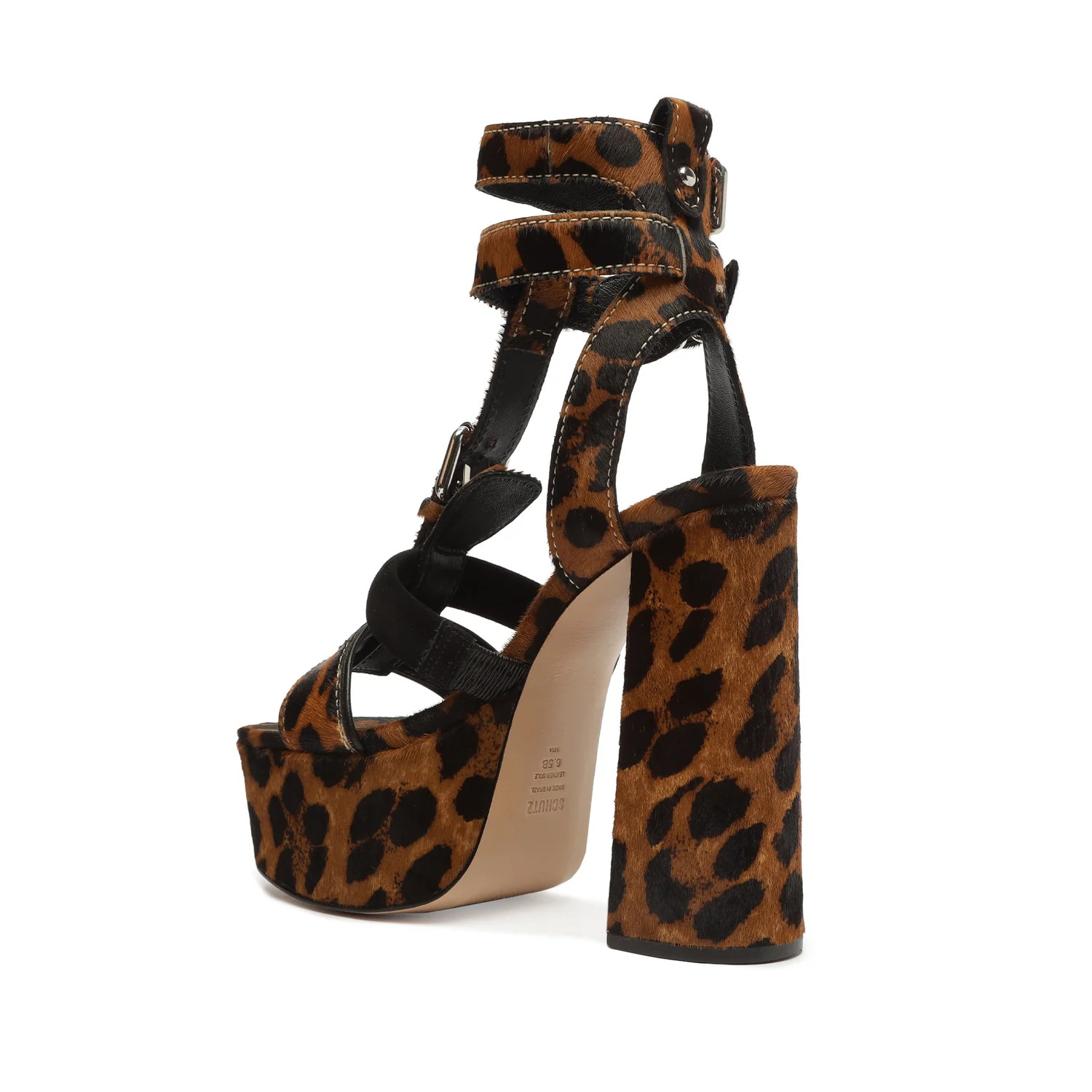 Chantelle Casual Platform Leopard-Printed Leather Sandal | Schutz Shoes (US)