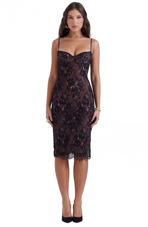 HOUSE OF CB Escala Lace Dress in Black at Nordstrom, Size Large A | Nordstrom