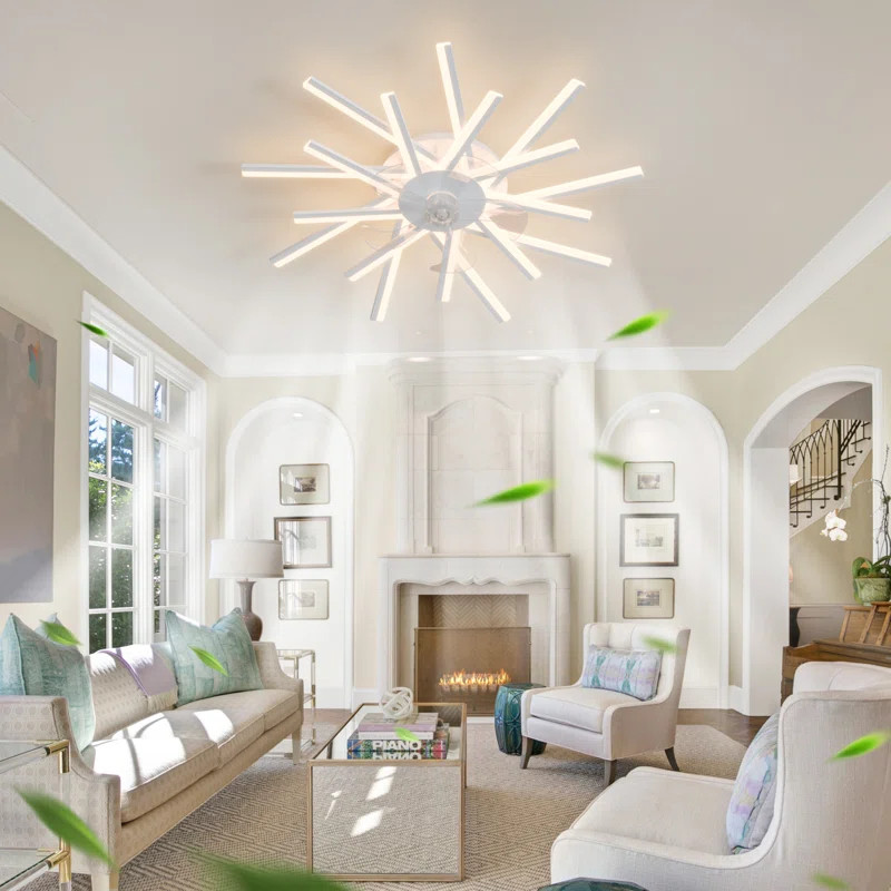 36'' 5 - Blade Dimmable LED Ceiling Fan with Remote Control and APP | Wayfair North America